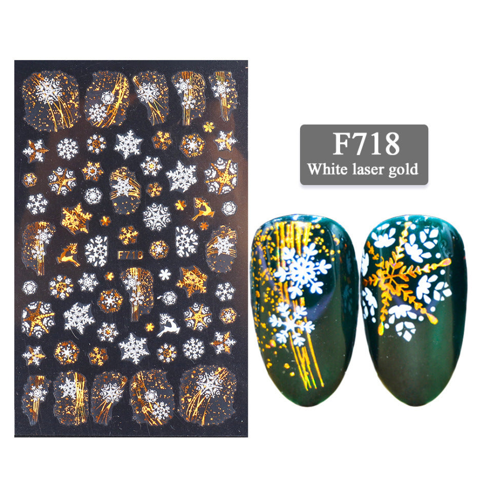 3D Christmas Snowflake Nail Stickers – Two-Color Golden Laser Thin Decals for DIY & Salon Manicure - HZ Mobile