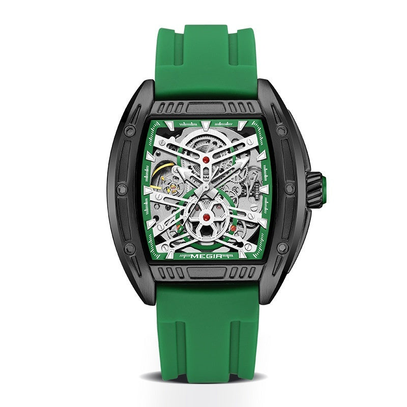 Men’s Wine Barrel Mechanical Watch with Silicone Strap – HZ Mobile - HZ Mobile