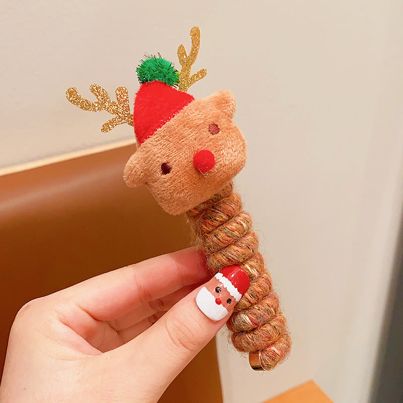 Christmas Hair Ties for Girls – Cute Elastic Telephone Wire Spiral Bands & Festive Kids Hair Accessories - HZ Mobile