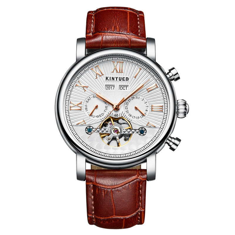 Automatic Mechanical Men’s Leather Hollow-Out Watch – HZ Mobile - HZ Mobile
