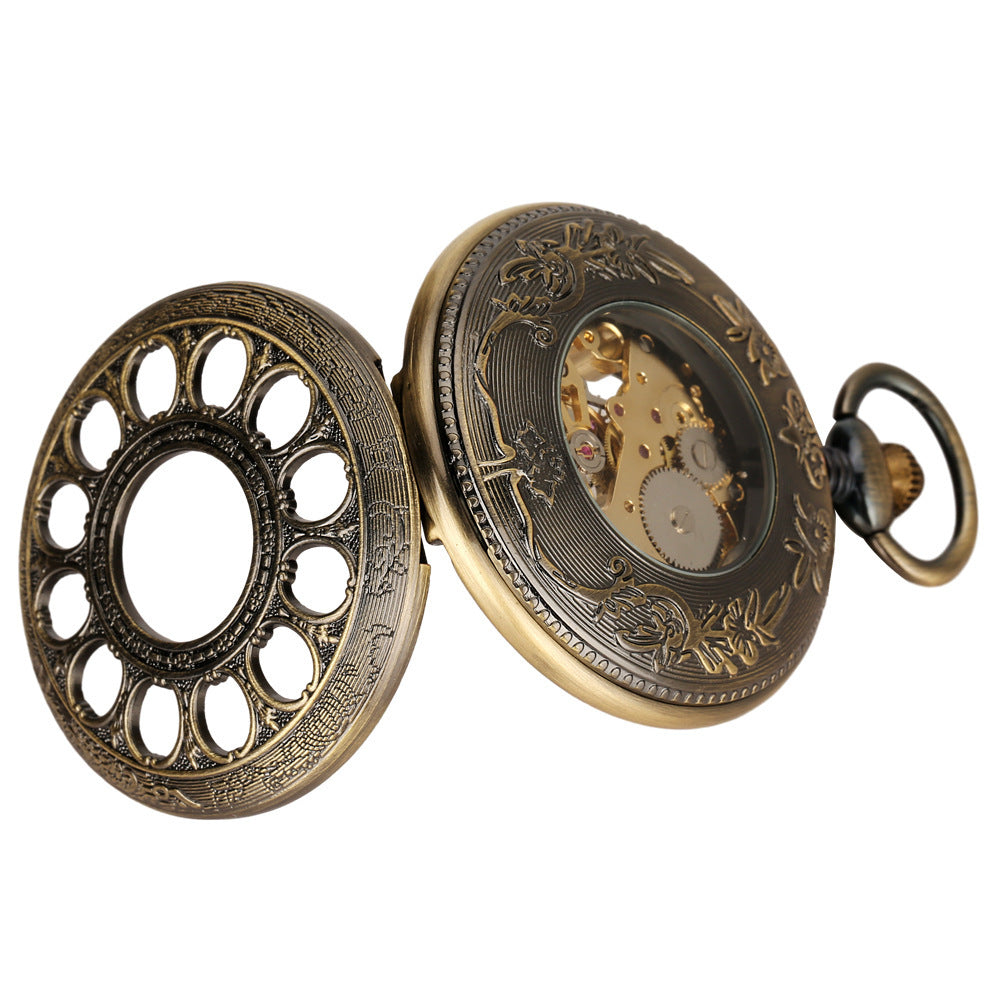 Hollow Pumpkin Ball Flip Mechanical Pocket Watch - HZ Mobile