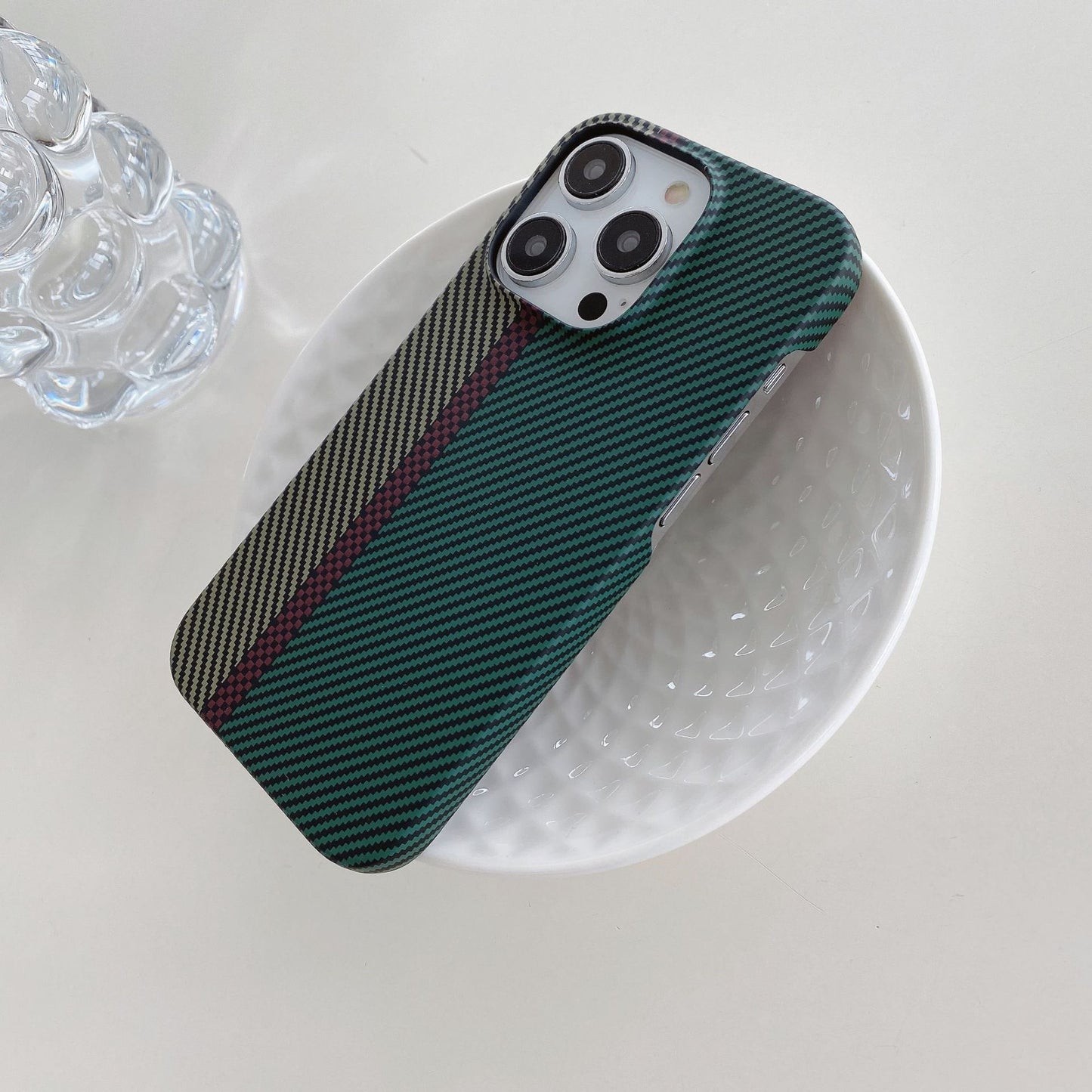 Carbon Fiber Striped iPhone Case – Hard Shell Protective Half Pack Phone Cover - HZ Mobile