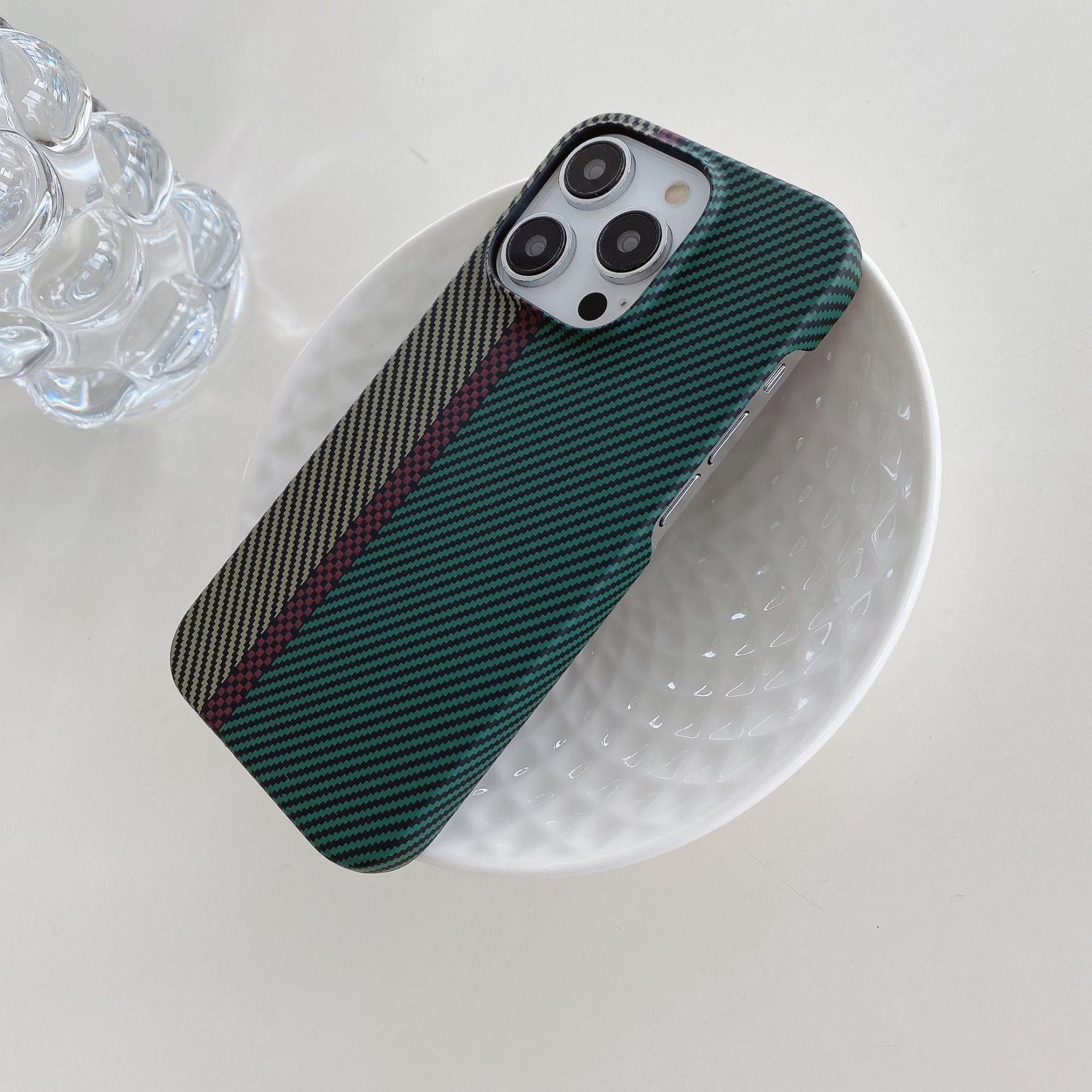 Carbon Fiber Striped iPhone Case – Hard Shell Protective Half Pack Phone Cover - HZ Mobile