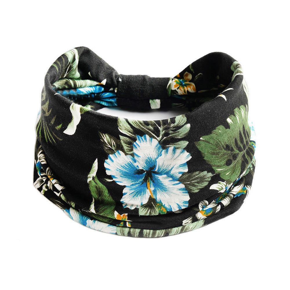 Bohemian Yoga Sports Headband – Cashew Print, Sweat-Absorbent & Non-Slip Elastic Hairband - HZ Mobile