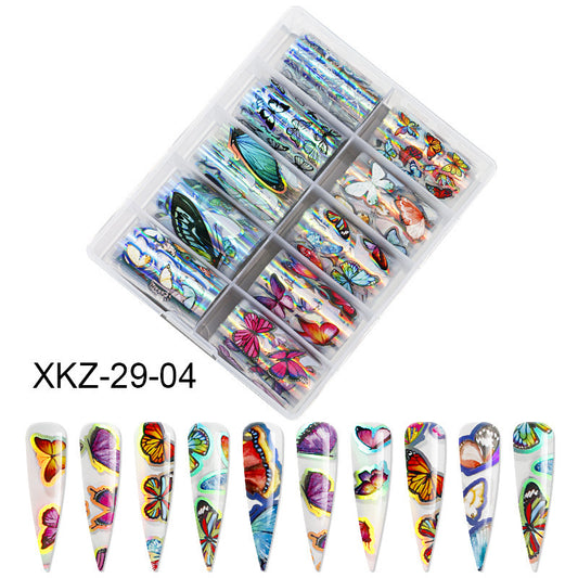 Butterfly & Star Nail Transfer Paper – Laser Foil Stickers for DIY European & American Nail Art - HZ Mobile