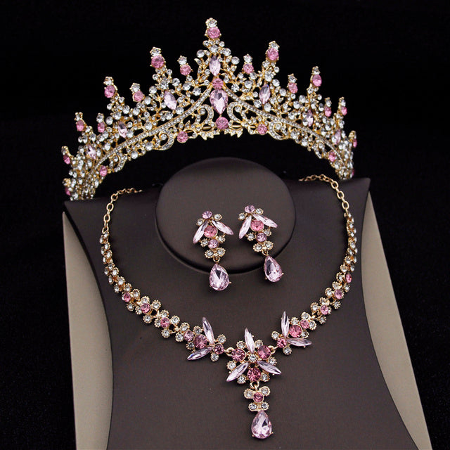 Royal Queen Bridal Jewelry Set – Luxury Wedding Tiara & Earrings Necklace Set for Women - HZ Mobile