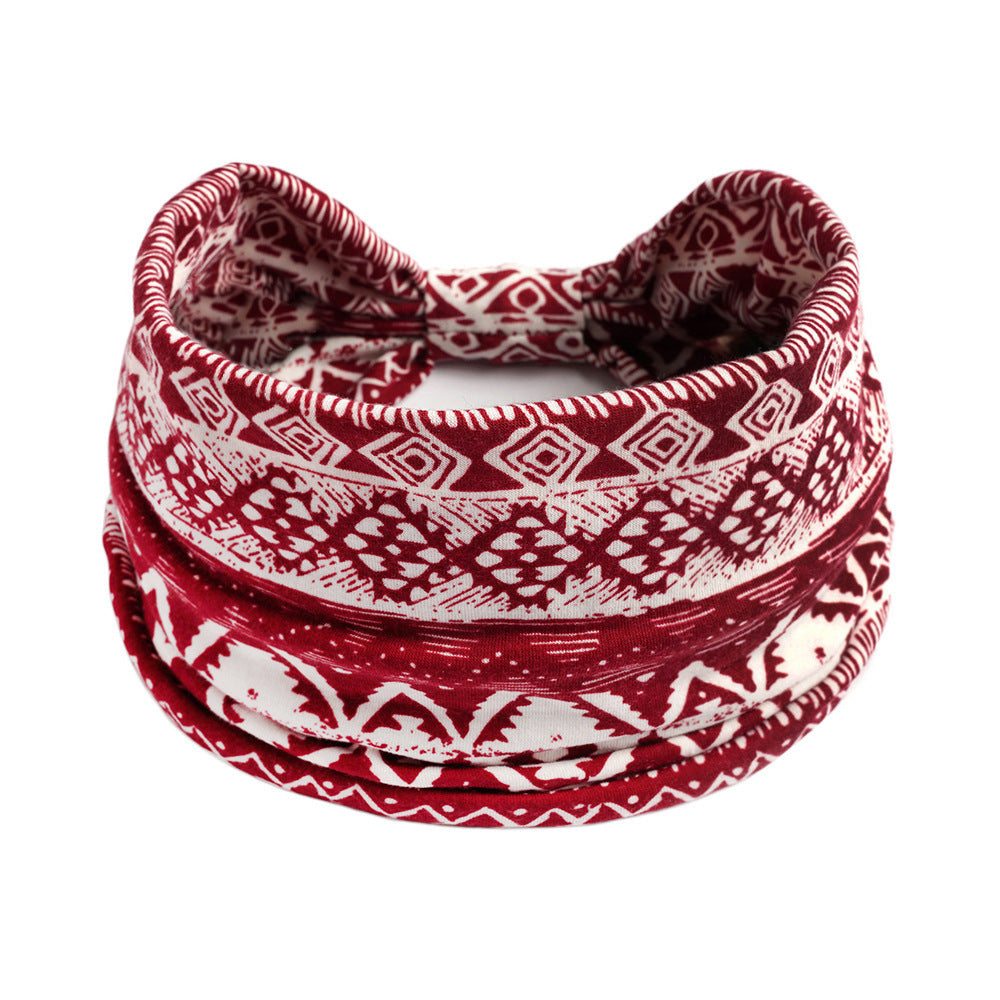 Bohemian Yoga Sports Headband – Cashew Print, Sweat-Absorbent & Non-Slip Elastic Hairband - HZ Mobile