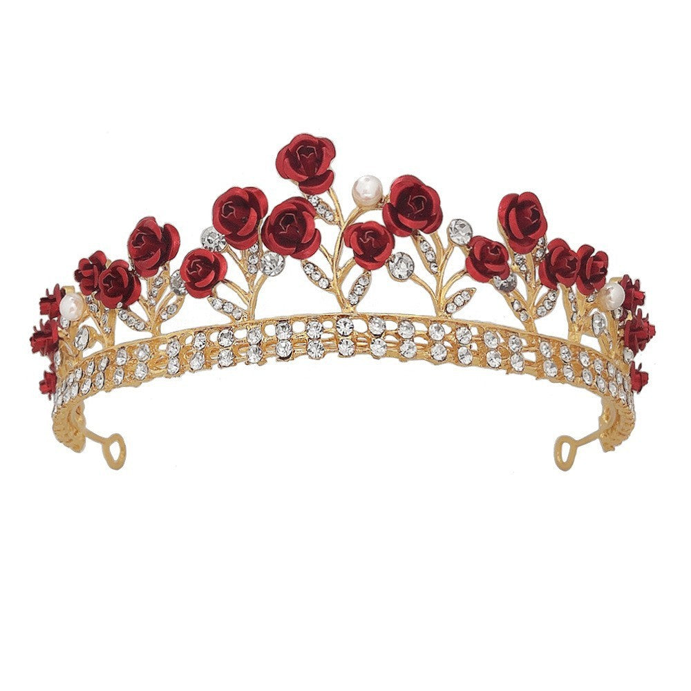Purple Rose Crystal Crown – Elegant Tiara Headpiece for Weddings, Proms & Princess Parties - HZ Mobile