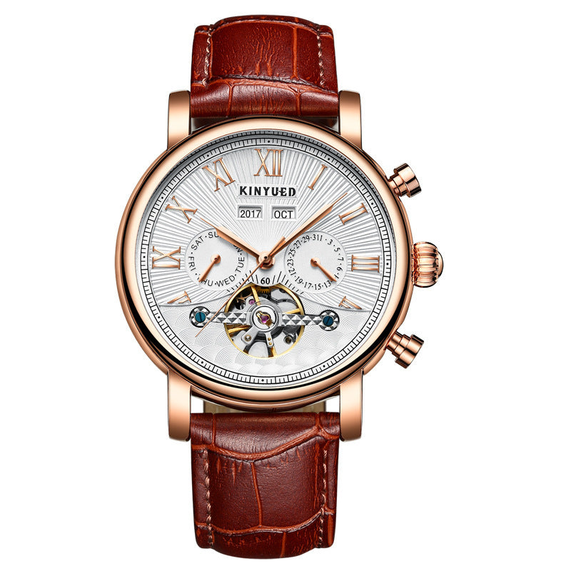 Automatic Mechanical Men’s Leather Hollow-Out Watch – HZ Mobile - HZ Mobile