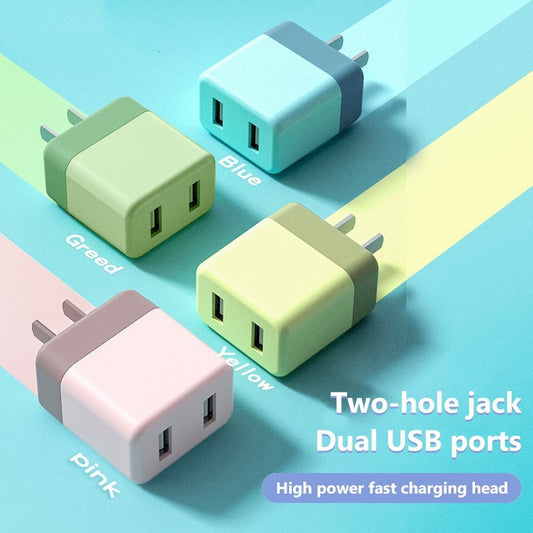 2 USB 5V2A Dual-Hole Charger USB Universal 20W Mobile Phone Charging Head CE Certified Color Power Adapter - HZ Mobile
