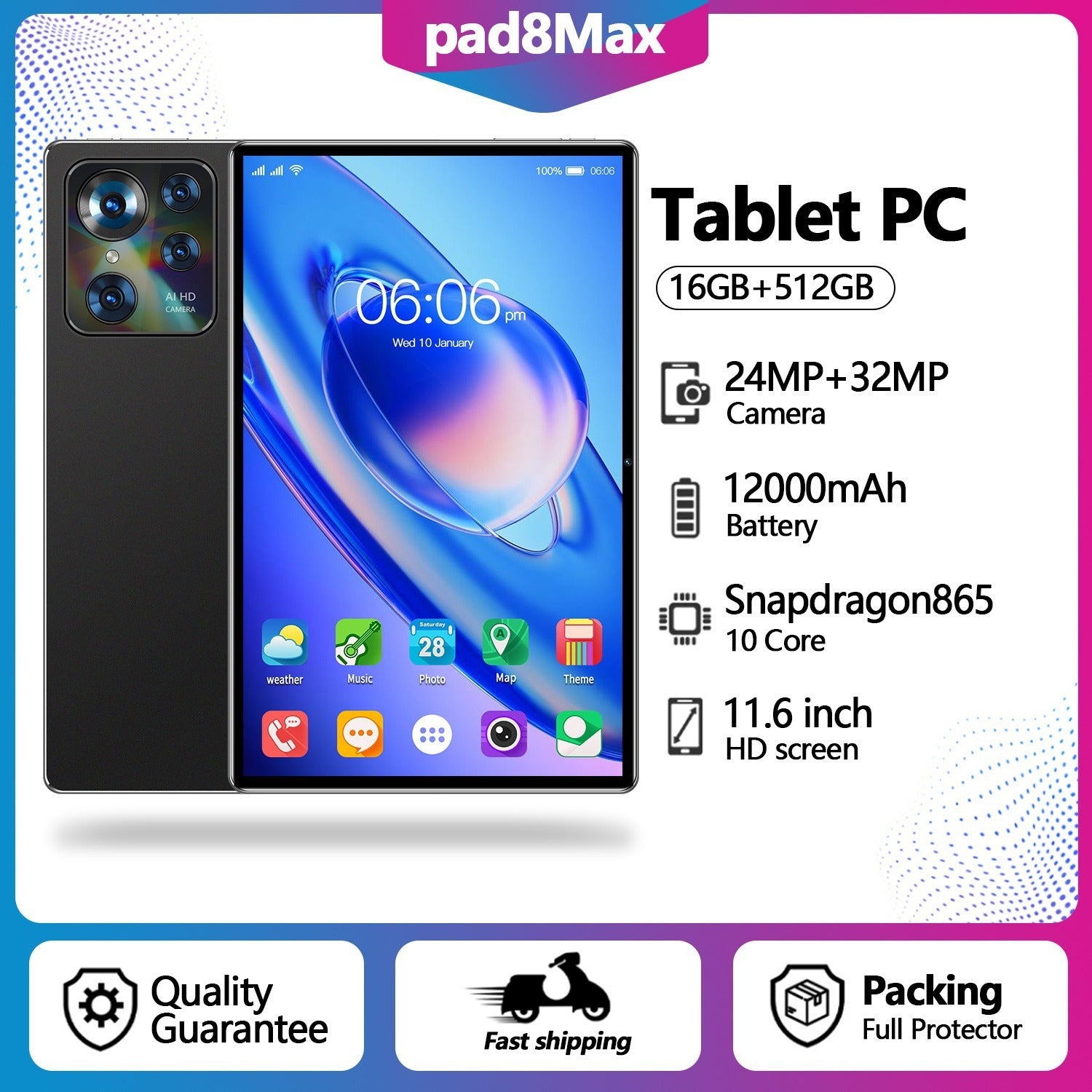 10-Inch Android Tablet PC – Smart Call & Google Apps Enabled, Portable & Powerful - HZ Mobile
